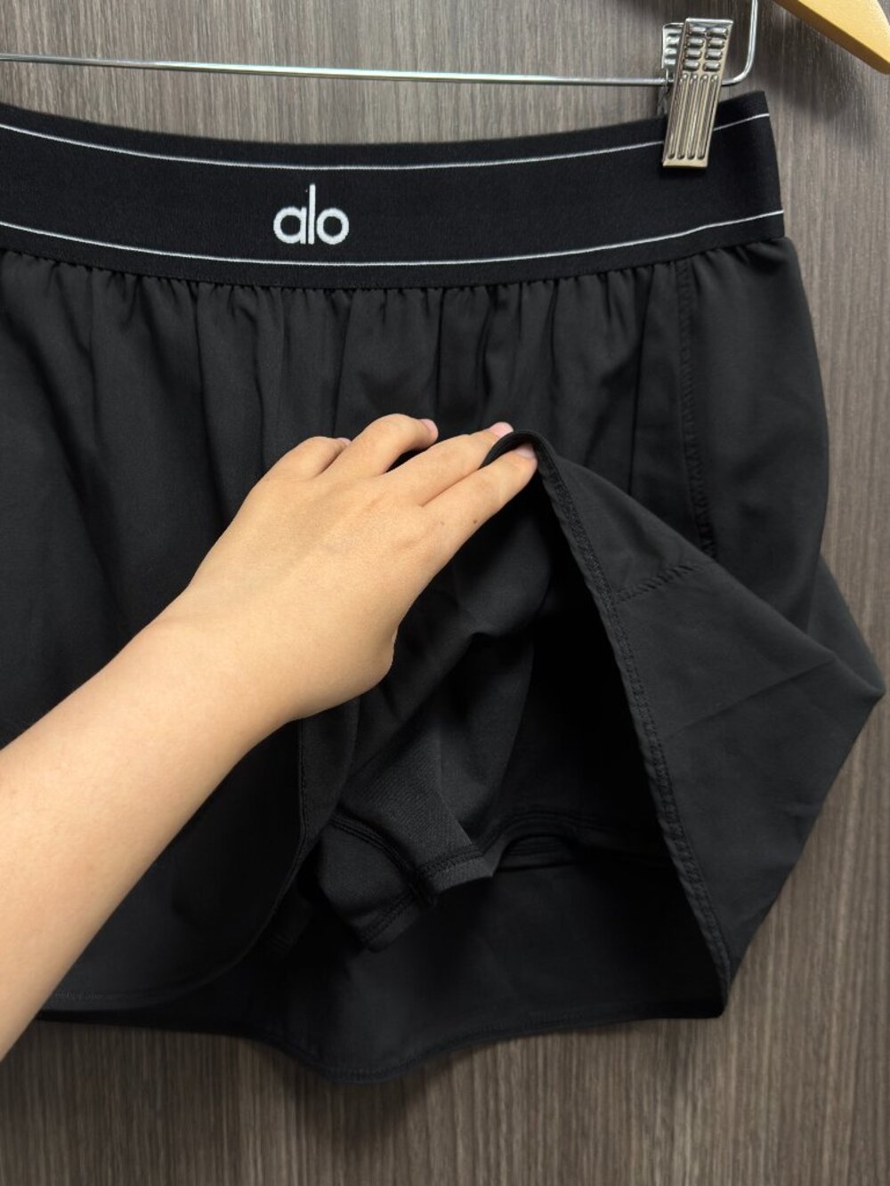 NWT🌻Alo Yoga Match Point Tennis Skirt Black🎼Sporty Chic Mini Skirt - Picture 5 of 8